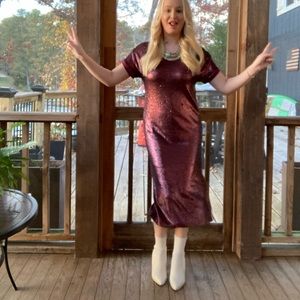 Free people wine sequin midi dress